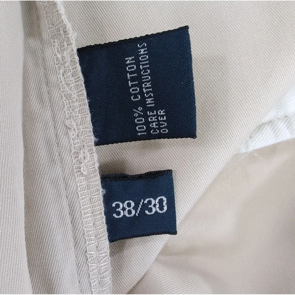 Vintage Polo Ralph Lauren Mens 38x30 Tan Pleated Chino Pants Cotton Trousers